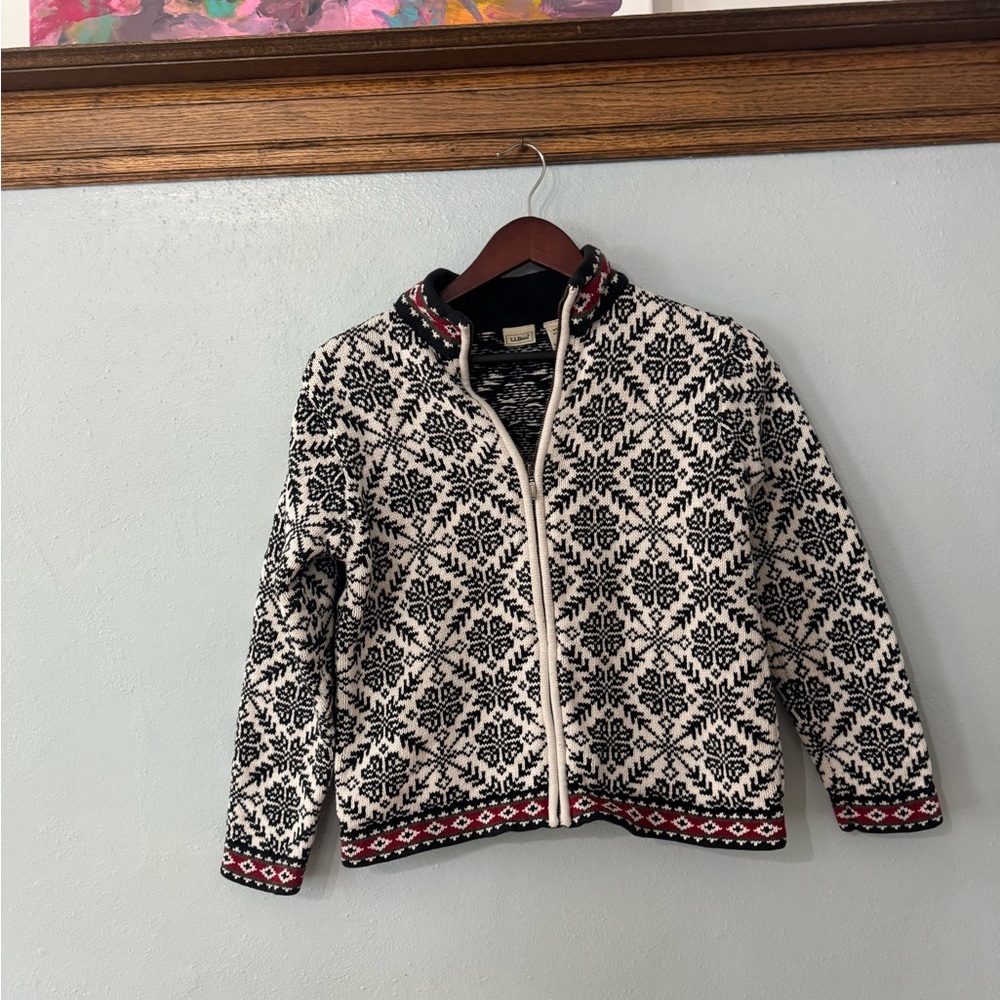 L.L. Bean Black and White Patterned Jacket